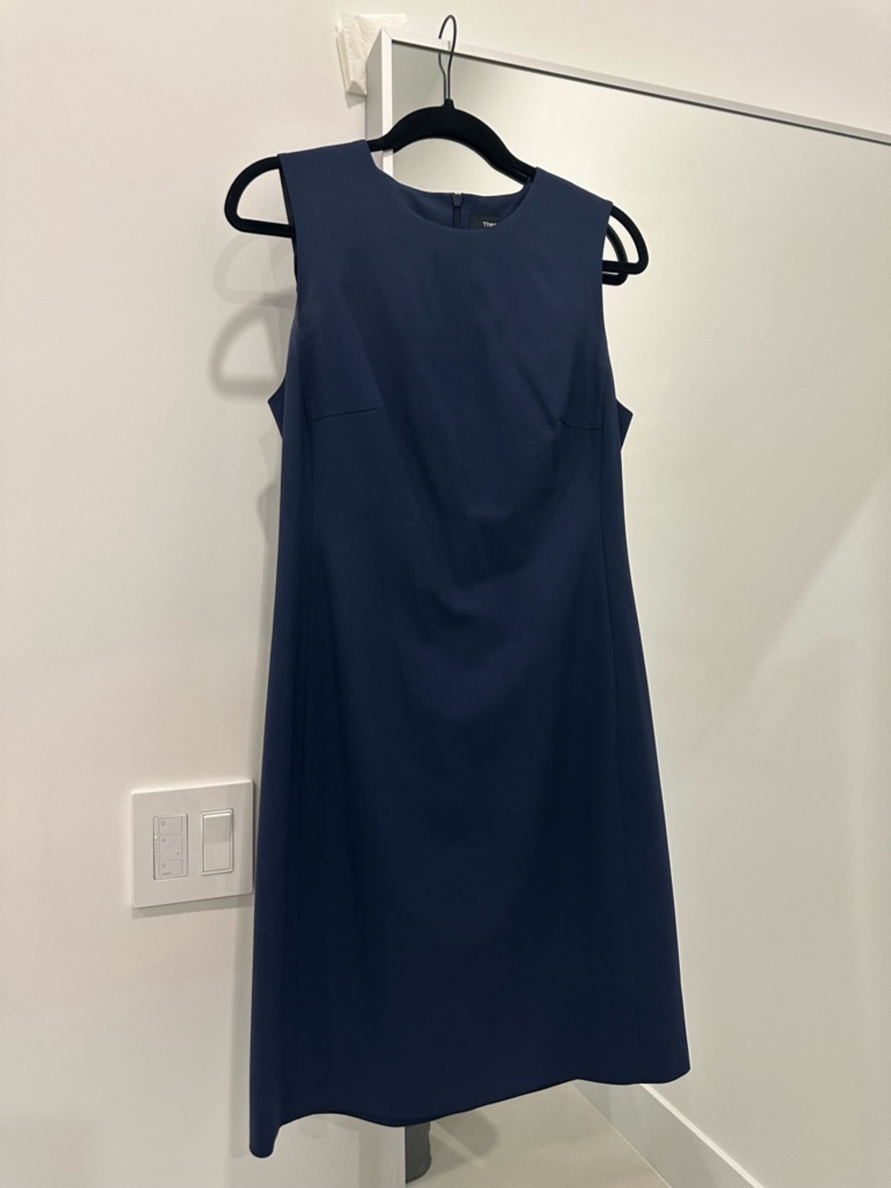Theory Navy Sleeveless Midi Shift Dress